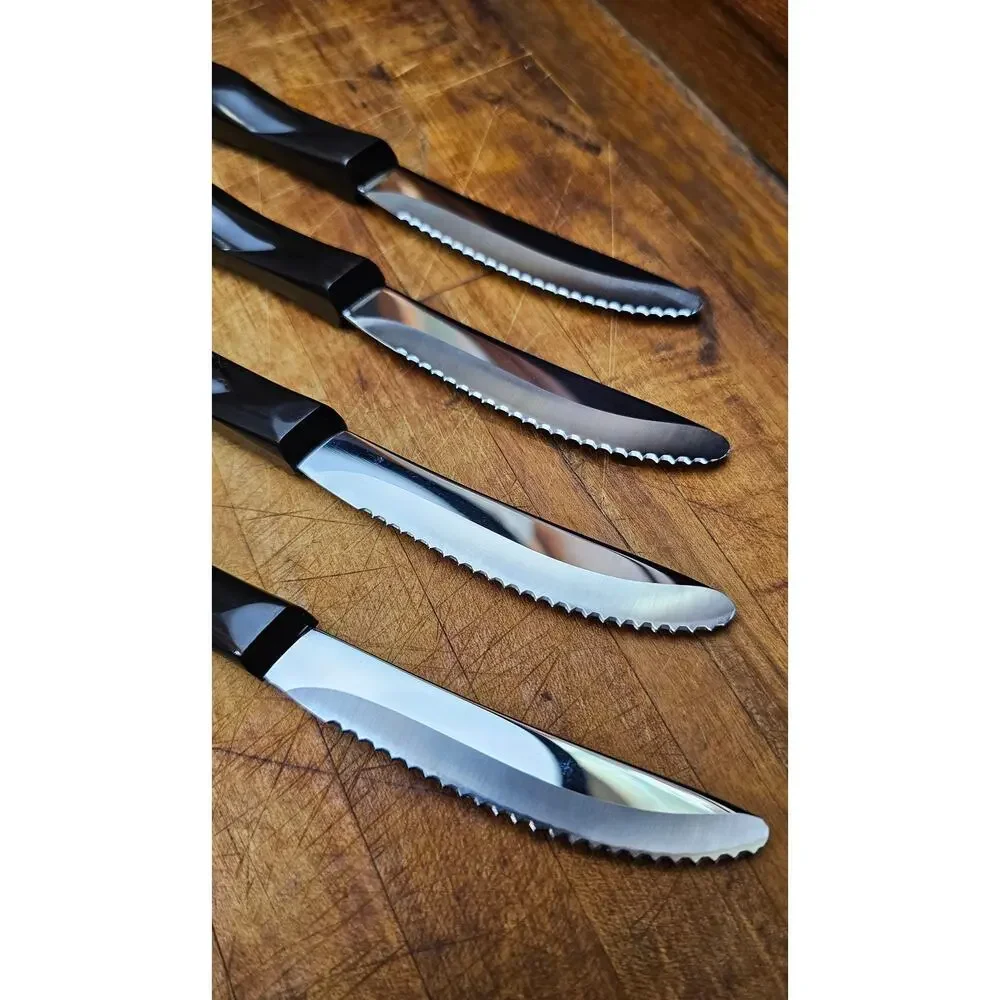 Set of 4 Cutco 1759 Table Knives Double-D Edge Classic Dark Swirl TH Marked USA